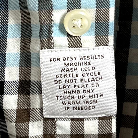 Peter Millar Men's Shirt Medium Button Front Unique Colors Aqua Brown Blk Preppy - Picture 8 of 8